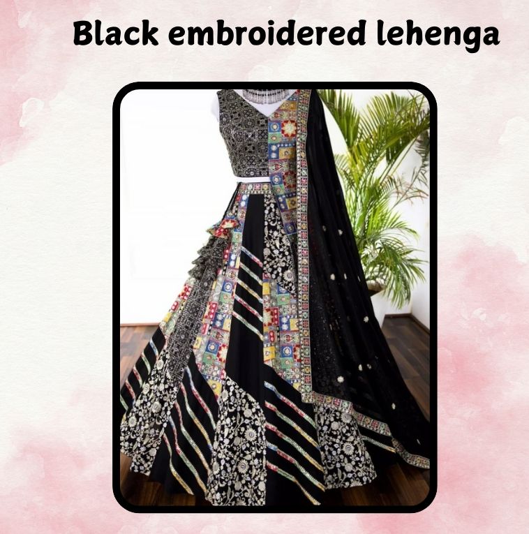 Black embroidered lehenga