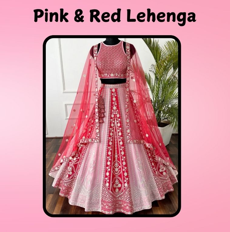 Pink & Red Lehenga